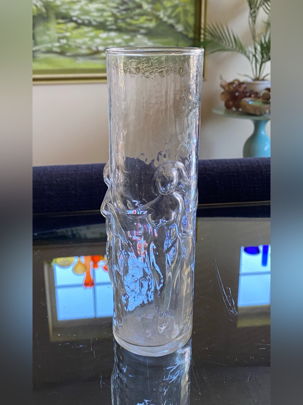 Vtg Libbey "La Femme" Nude Figures Glass Vase / Highball Tumbler MCM